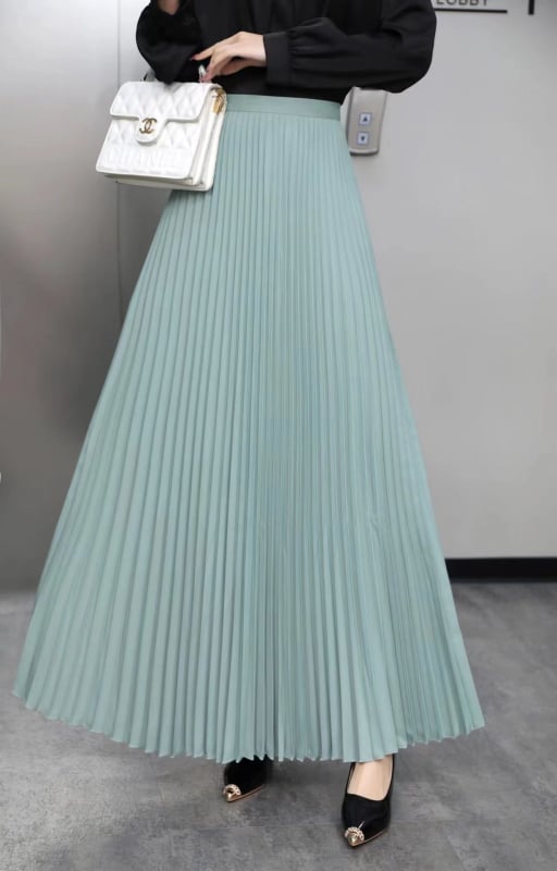 Дълга плисирана пола с 3D ефект и намачкана текстура, полиестерна смес (30-50%), ретро стил