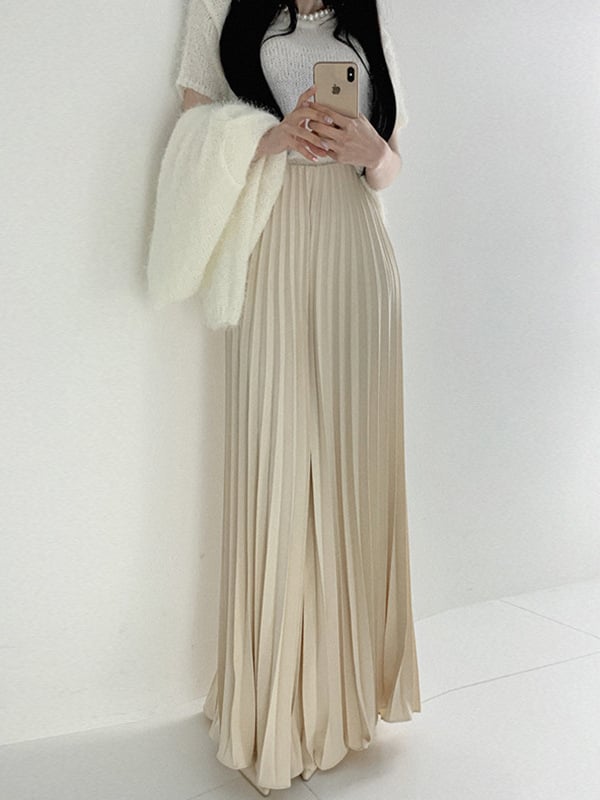 Дълга плисирана пола с 3D ефект и намачкана текстура, полиестерна смес (30-50%), ретро стил