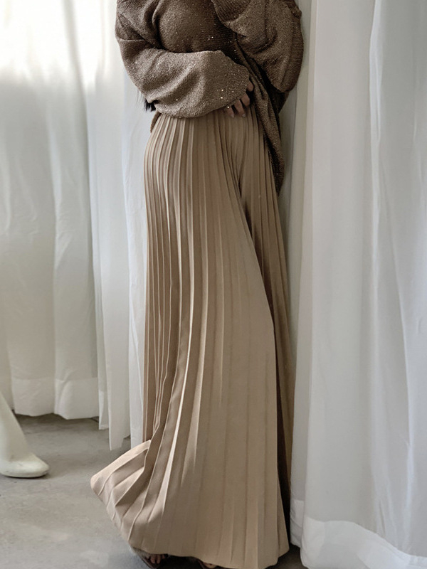 Дълга плисирана пола с 3D ефект и намачкана текстура, полиестерна смес (30-50%), ретро стил