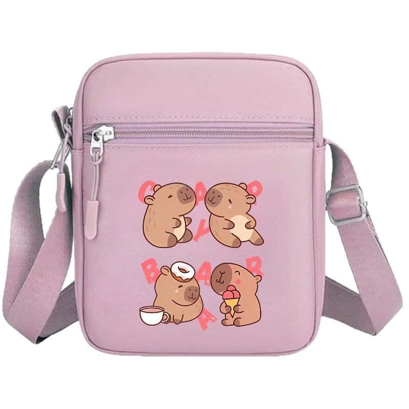 Geantă de umăr pătrată unisex cu imprimeu Capybara, PVC ultra-ușor, model anime, stil copilăros, personalizabilă