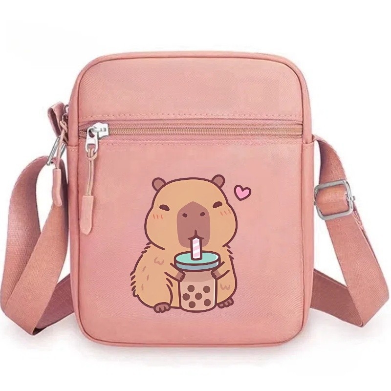 Geantă de umăr pătrată unisex cu imprimeu Capybara, PVC ultra-ușor, model anime, stil copilăros, personalizabilă