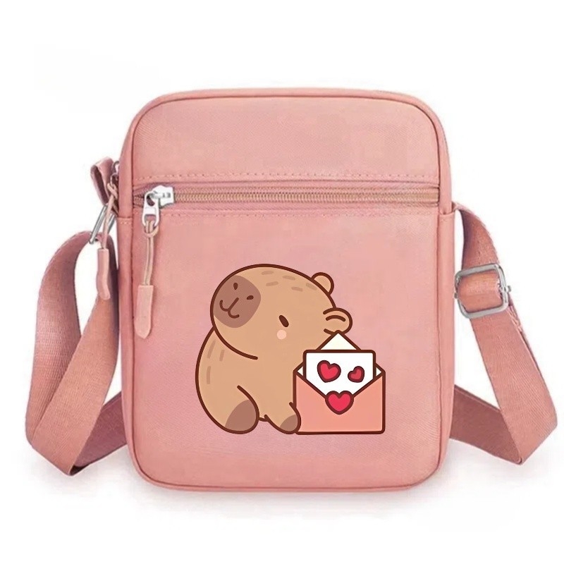 Geantă de umăr pătrată unisex cu imprimeu Capybara, PVC ultra-ușor, model anime, stil copilăros, personalizabilă