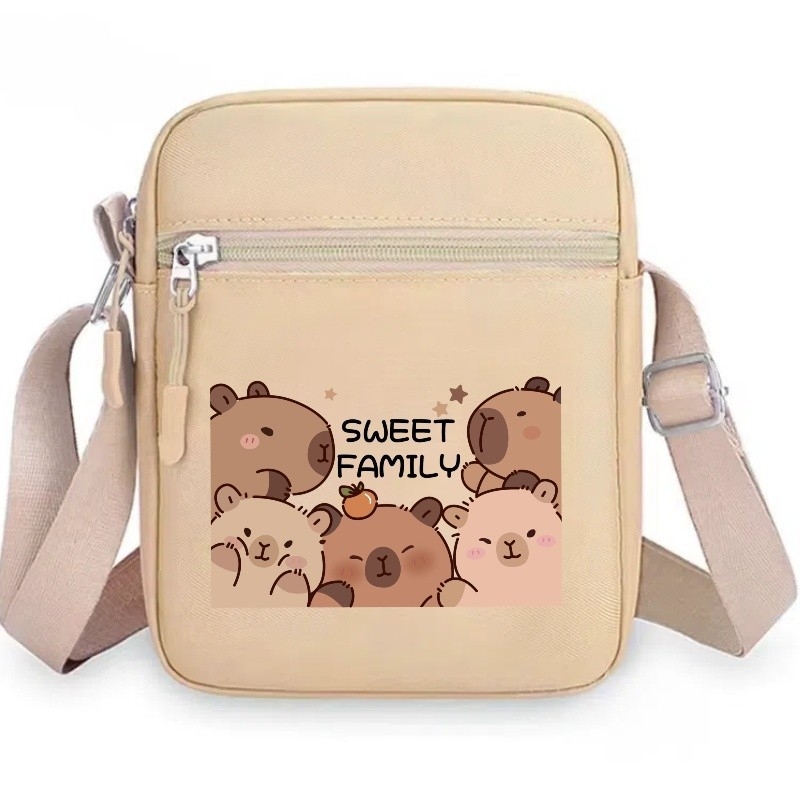 Geantă de umăr pătrată unisex cu imprimeu Capybara, PVC ultra-ușor, model anime, stil copilăros, personalizabilă