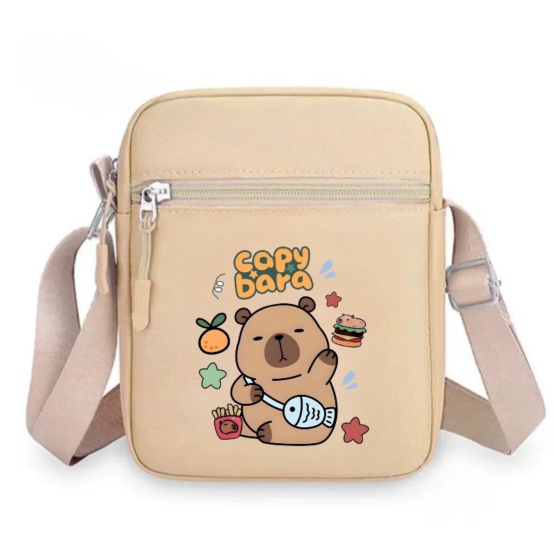 Geantă de umăr pătrată unisex cu imprimeu Capybara, PVC ultra-ușor, model anime, stil copilăros, personalizabilă