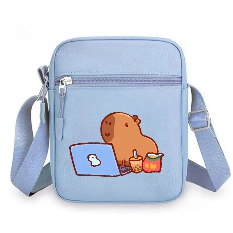 Geantă de umăr pătrată unisex cu imprimeu Capybara, PVC ultra-ușor, model anime, stil copilăros, personalizabilă
