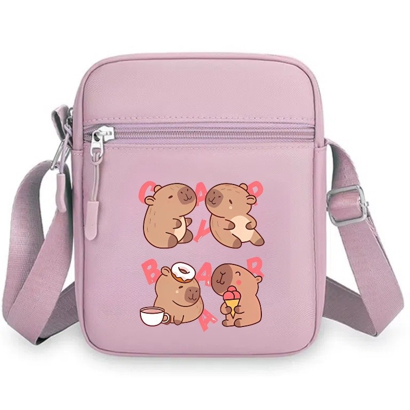 Geantă de umăr pătrată unisex cu imprimeu Capybara, PVC ultra-ușor, model anime, stil copilăros, personalizabilă