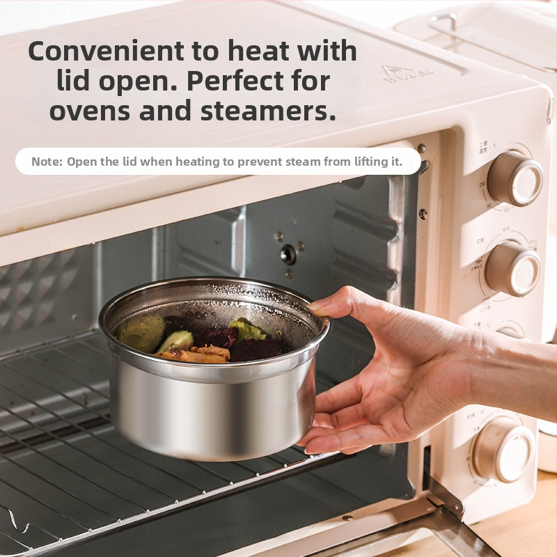 Кръгла кутия за обяд от 304 неръждаема стомана със силиконова капачка – хранителен клас, запечатана, запазва свежестта на храната