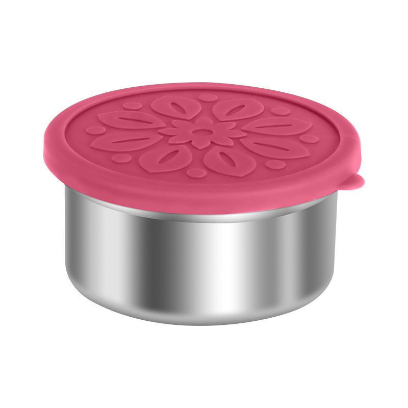 Кръгла кутия за обяд от 304 неръждаема стомана със силиконова капачка – хранителен клас, запечатана, запазва свежестта на храната
