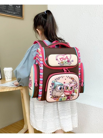 Školska torba za osnovnu školu, unisex, od Oxford platna, prozračna, ergonomska podrška leđa, otisak sove