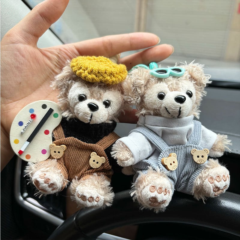 Αρκουδάκι plush κρεμαστό για διακόσμηση ζώνης αυτοκινήτου – καρτούν στυλ, 14+ ετών, υπερ-μαλακό κοντό βελούδινο ύφασμα, γέμισμα PP βαμβάκι, προσαρμοσμένα δείγματα