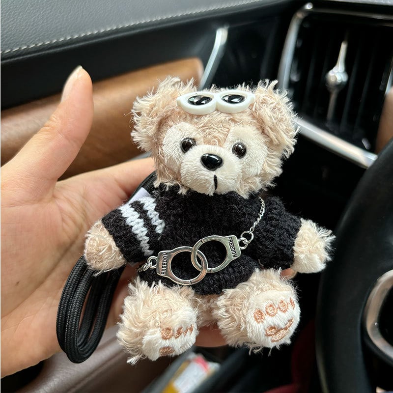 Αρκουδάκι plush κρεμαστό για διακόσμηση ζώνης αυτοκινήτου – καρτούν στυλ, 14+ ετών, υπερ-μαλακό κοντό βελούδινο ύφασμα, γέμισμα PP βαμβάκι, προσαρμοσμένα δείγματα