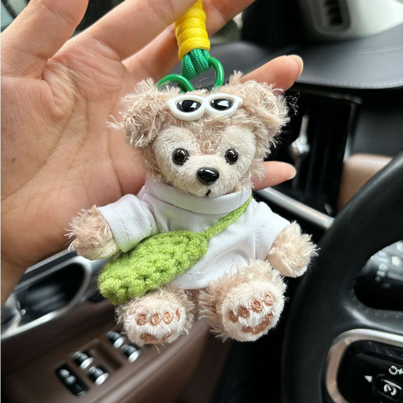 Αρκουδάκι plush κρεμαστό για διακόσμηση ζώνης αυτοκινήτου – καρτούν στυλ, 14+ ετών, υπερ-μαλακό κοντό βελούδινο ύφασμα, γέμισμα PP βαμβάκι, προσαρμοσμένα δείγματα