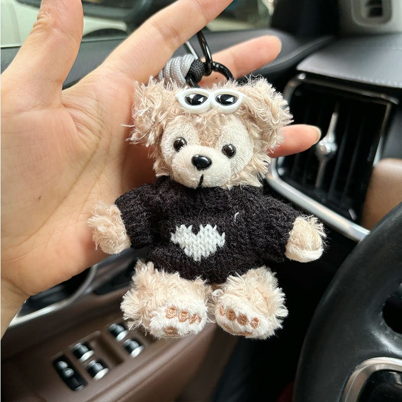 Αρκουδάκι plush κρεμαστό για διακόσμηση ζώνης αυτοκινήτου – καρτούν στυλ, 14+ ετών, υπερ-μαλακό κοντό βελούδινο ύφασμα, γέμισμα PP βαμβάκι, προσαρμοσμένα δείγματα