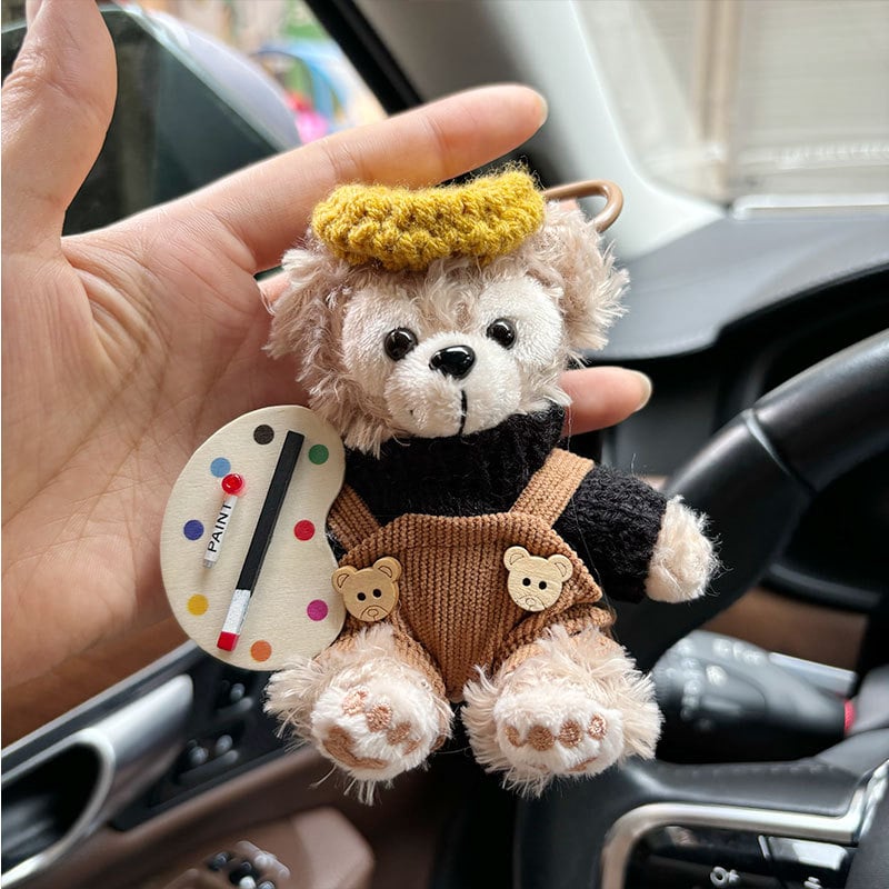 Αρκουδάκι plush κρεμαστό για διακόσμηση ζώνης αυτοκινήτου – καρτούν στυλ, 14+ ετών, υπερ-μαλακό κοντό βελούδινο ύφασμα, γέμισμα PP βαμβάκι, προσαρμοσμένα δείγματα