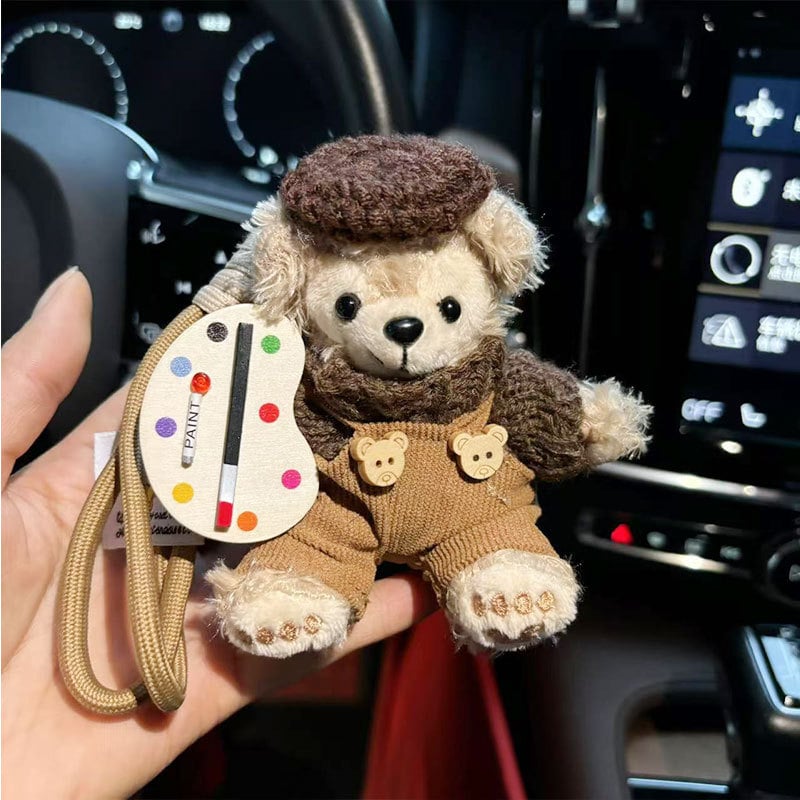 Αρκουδάκι plush κρεμαστό για διακόσμηση ζώνης αυτοκινήτου – καρτούν στυλ, 14+ ετών, υπερ-μαλακό κοντό βελούδινο ύφασμα, γέμισμα PP βαμβάκι, προσαρμοσμένα δείγματα