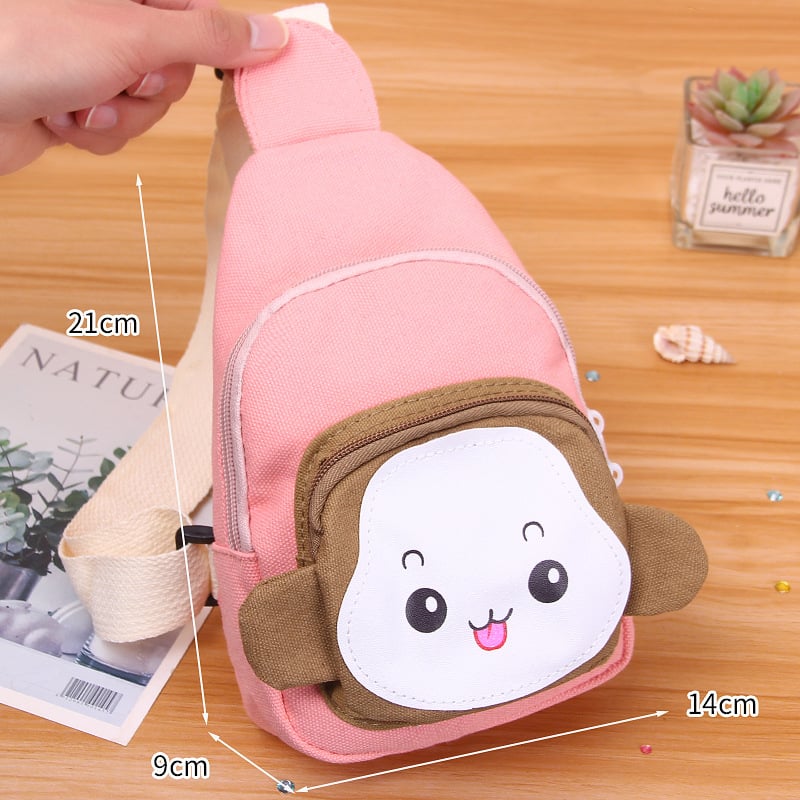 Dječja crossbody torba – motiv Mali majmun, platno, podstava od najlona, dječji sladak stil