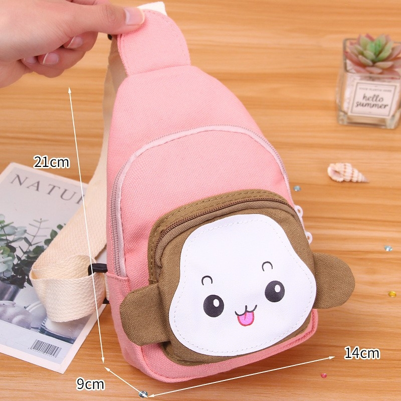 Dječja crossbody torba – motiv Mali majmun, platno, podstava od najlona, dječji sladak stil