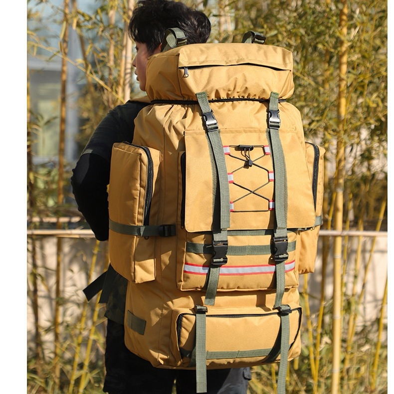 Σακίδιο πλάτης σε στρατιωτικό στυλ για υπαίθριες δραστηριότητες, κατασκήνωση και ταξίδια, ύφασμα Oxford, αδιάβροχο, ανθεκτικό, με δυνατότητα επέκτασης, γεωμετρικό μοτίβο