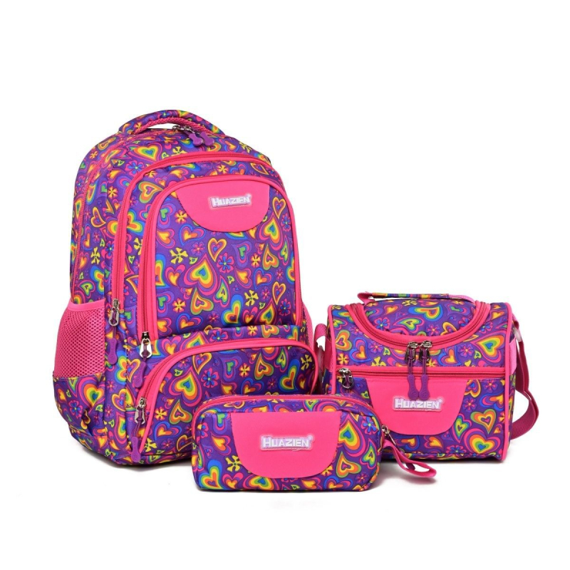 Set od tri školske ruksake za učenike osnovne i srednje škole, unisex, lagana Oxford tkanina, veliki kapacitet, prozračni i smanjenje tereta, naramenice s zrakom zraka, geometrijski uzorak