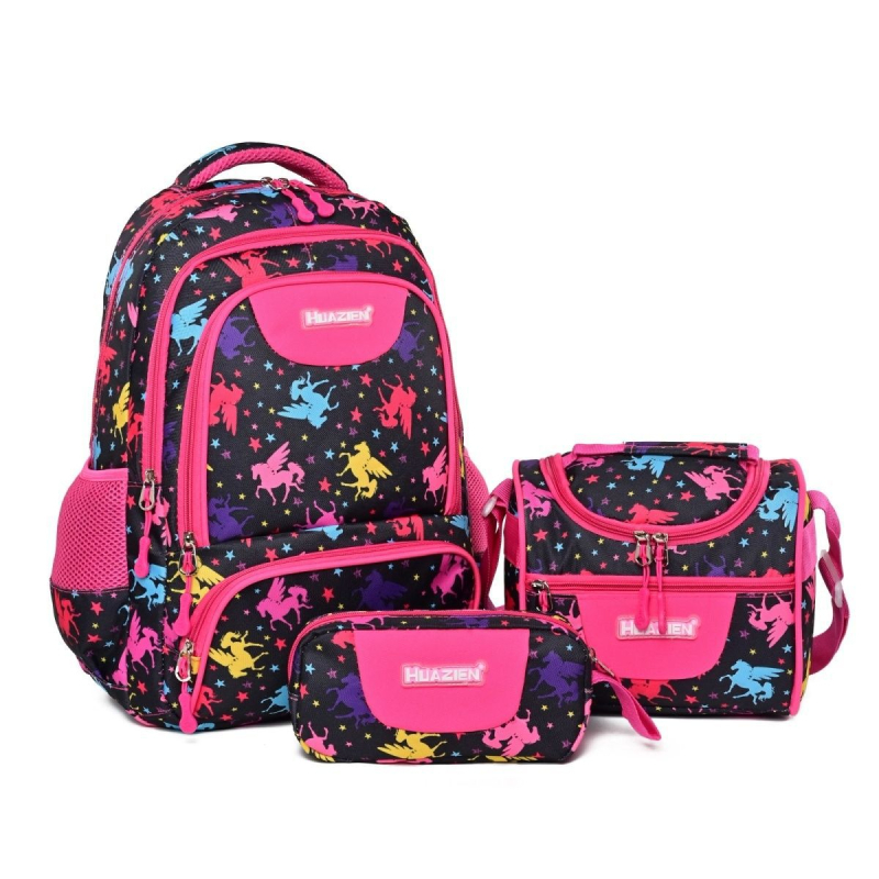 Set od tri školske ruksake za učenike osnovne i srednje škole, unisex, lagana Oxford tkanina, veliki kapacitet, prozračni i smanjenje tereta, naramenice s zrakom zraka, geometrijski uzorak