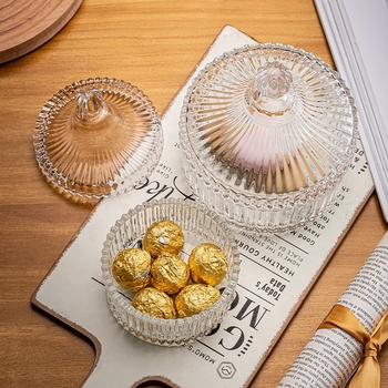 Recipient de zahăr din sticlă cu capac – stil european, recipient transparent de depozitare, cutie de bijuterii ușor luxoasă, 301-500 ml