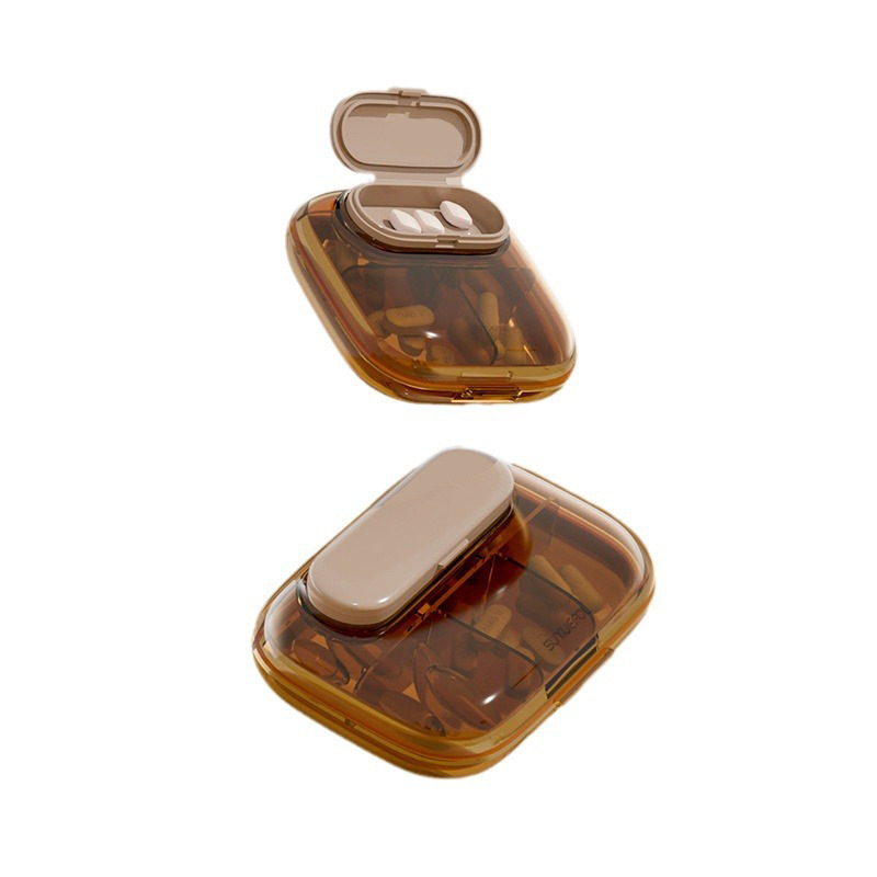 Kutija za tablete H003 – prijenosni organizator od ABS+silikona, srednji kapacitet, jednobojna boja, moderan minimalistički stil, tisak logotipa