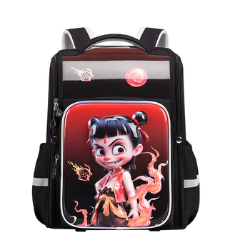 Rucsac școlar pentru elevi din ciclul primar – unisex, material impermeabil, reducerea încărcăturii și protecția coloanei, imprimeu Nezha