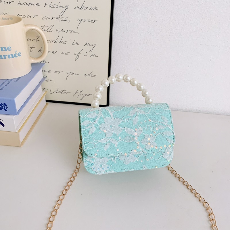 Geantă de copii crossbody cu flori și perle (Fete, Grădiniță, Fibre sintetice, Căptușeală: Piele sintetică, Model: Flori)