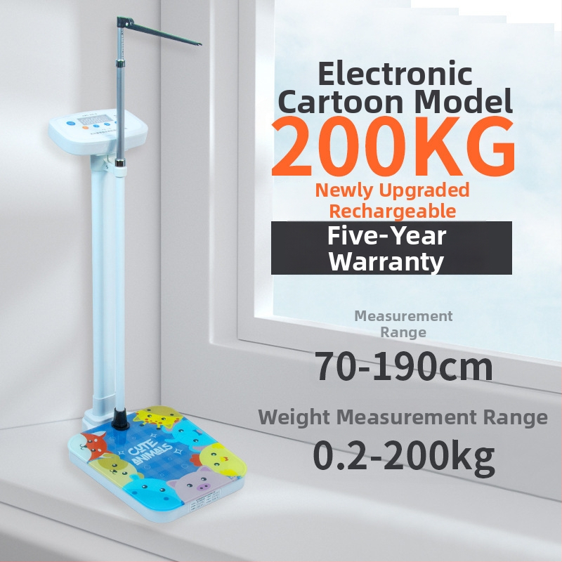 Výška a hmotnosť All-in-One váha pre dospelých a deti, model RTZ001, tlačidkové ovládanie, inteligentná váha