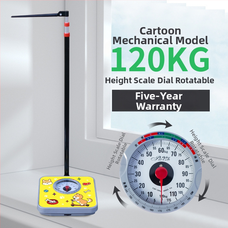 Výška a hmotnosť All-in-One váha pre dospelých a deti, model RTZ001, tlačidkové ovládanie, inteligentná váha