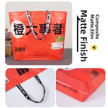 Ručne tkaná taška z PP pleteniny, s laminovaným priehľadným vrstvom, vodotesná, hrúbka 140, vhodná na skladovanie a balenie