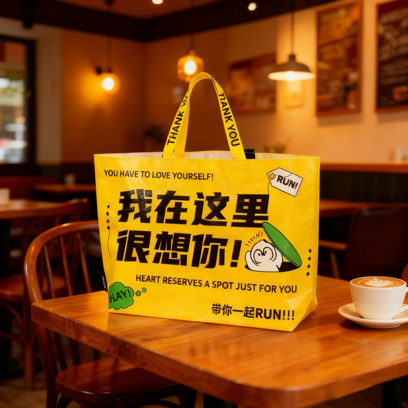 Χειροποίητη υφαντή τσάντα από PP με λαμιναρισμένο διαφανές στρώμα, αδιάβροχη, πάχος 140, κατάλληλη για αποθήκευση και συσκευασία