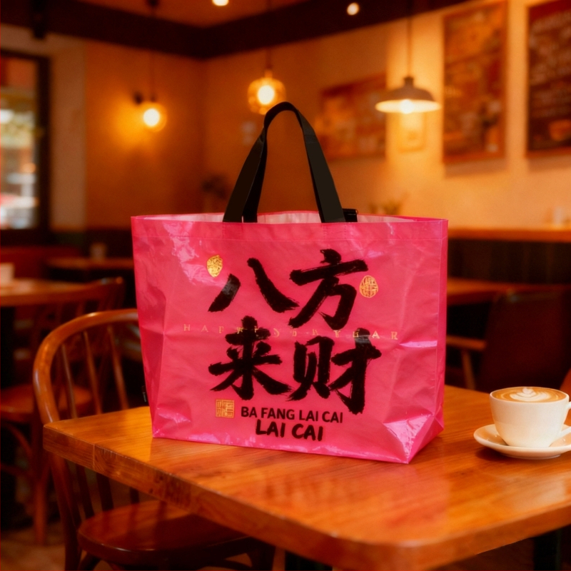 Ručne tkaná taška z PP pleteniny, s laminovaným priehľadným vrstvom, vodotesná, hrúbka 140, vhodná na skladovanie a balenie