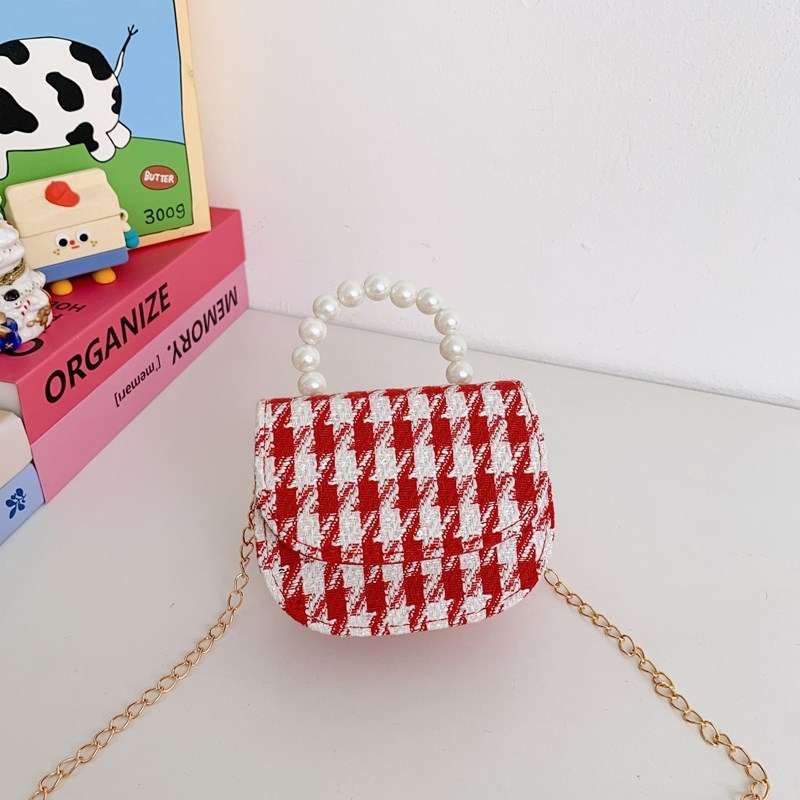 Dječja crossbody torba s perlama na ručki i motivom omotnice, proljeće 2025 izdanje, otporna na habanje, podstava od poliestera, za djevojčice (predškolska dob)