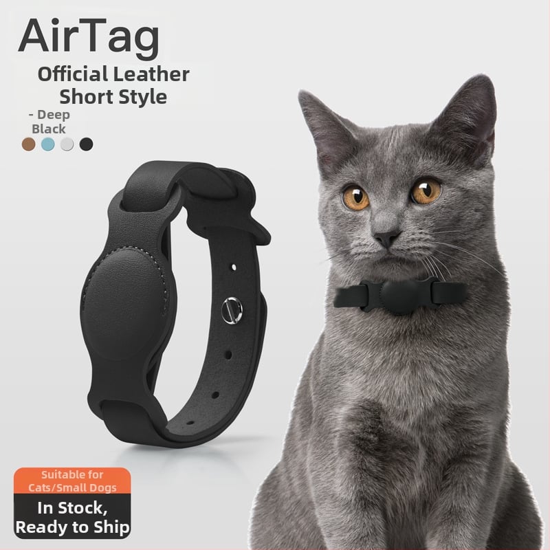 AirTag защитен калъф за домашни любимци, кожен, за носене около врата, анти-изгубване/анти-надраскване/анти-износване