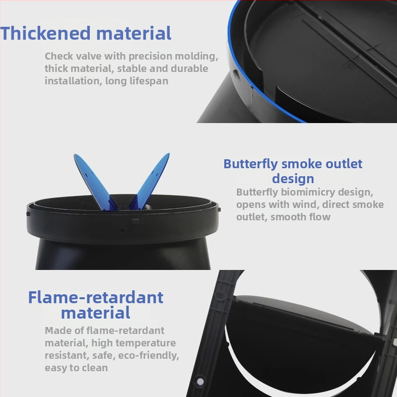 Köögiseadme tuulekanali lisatarvikud — õhu väljavoolu jaoks tugevdatud klapiga, manuaalne paigaldus, mudel Õhu väljavool, kood YCF