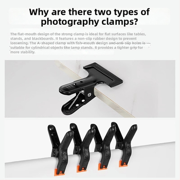 Clip funda MK - plastic ABS, pentru fundaluri foto (material/placă), clemă puternică, greutate 0.041