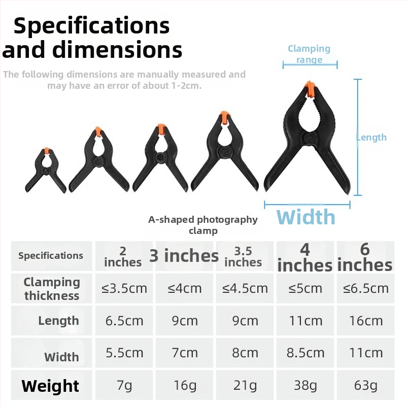 Clip funda MK - plastic ABS, pentru fundaluri foto (material/placă), clemă puternică, greutate 0.041