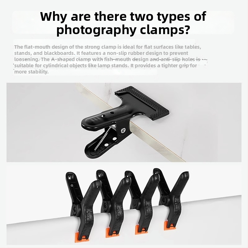 Clip funda MK - plastic ABS, pentru fundaluri foto (material/placă), clemă puternică, greutate 0.041