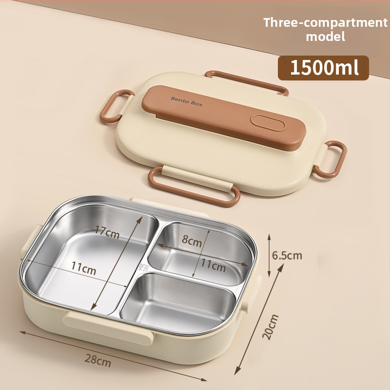 Термоизолирана кутия за обяд от 304 неръждаема стомана, правоъгълна с разделения, капацитет 1–2 л, микровълнова безопасна