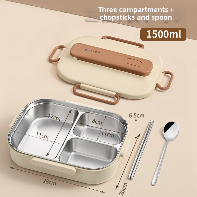 Термоизолирана кутия за обяд от 304 неръждаема стомана, правоъгълна с разделения, капацитет 1–2 л, микровълнова безопасна
