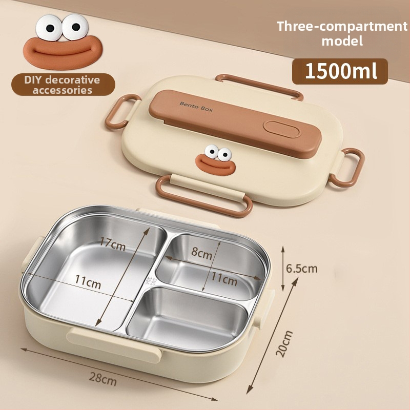 Термоизолирана кутия за обяд от 304 неръждаема стомана, правоъгълна с разделения, капацитет 1–2 л, микровълнова безопасна