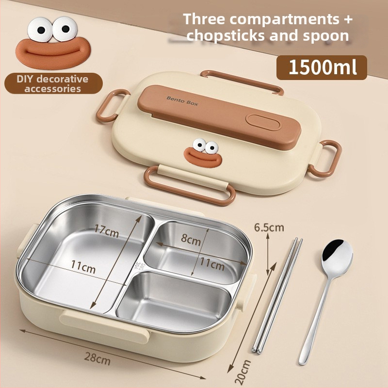 Термоизолирана кутия за обяд от 304 неръждаема стомана, правоъгълна с разделения, капацитет 1–2 л, микровълнова безопасна