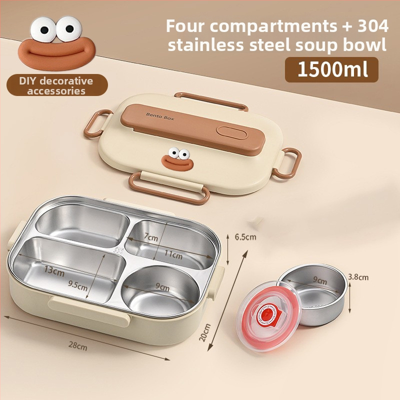 Термоизолирана кутия за обяд от 304 неръждаема стомана, правоъгълна с разделения, капацитет 1–2 л, микровълнова безопасна