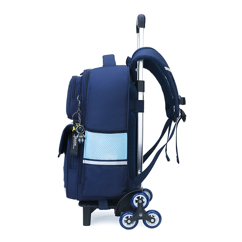 Natural Fish Κυλιόμενη σχολική τσάντα για μαθητές, 20–35L, Oxford ύφασμα, με ράβδο έλξης, τροχοί τύπου αεροπλάνου, εσωτερικός οργανωτής (θήκη με φερμουάρ, θήκη ID, lamin φερμουάρ θήκη)