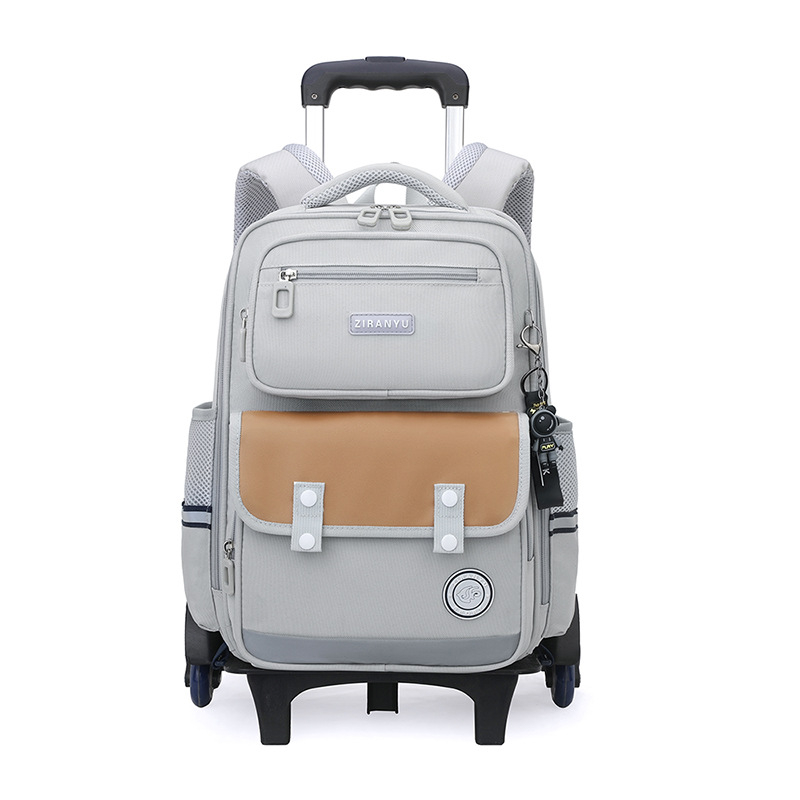 Natural Fish Κυλιόμενη σχολική τσάντα για μαθητές, 20–35L, Oxford ύφασμα, με ράβδο έλξης, τροχοί τύπου αεροπλάνου, εσωτερικός οργανωτής (θήκη με φερμουάρ, θήκη ID, lamin φερμουάρ θήκη)