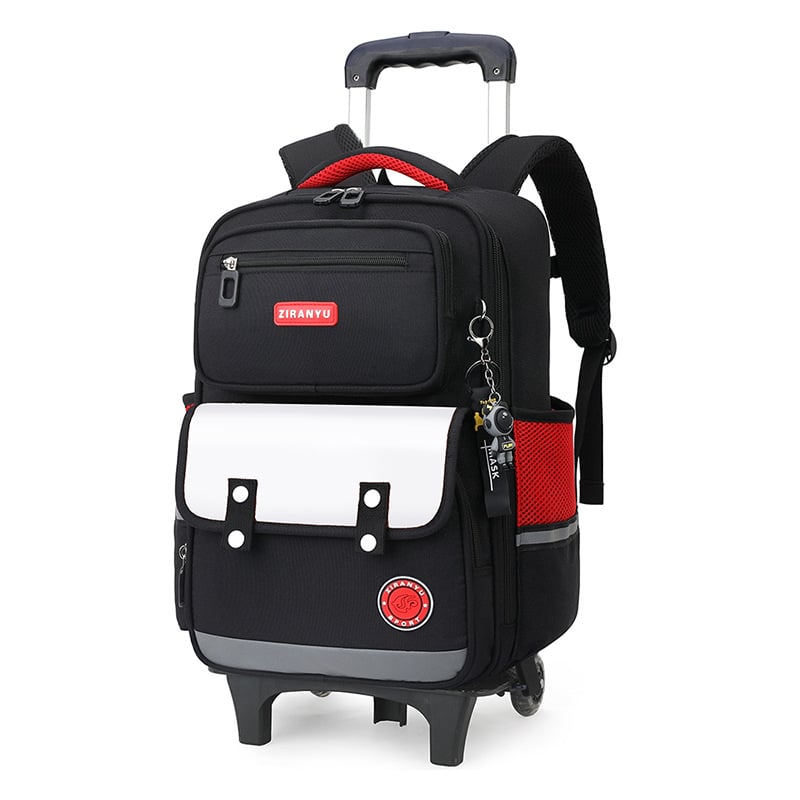 Natural Fish Κυλιόμενη σχολική τσάντα για μαθητές, 20–35L, Oxford ύφασμα, με ράβδο έλξης, τροχοί τύπου αεροπλάνου, εσωτερικός οργανωτής (θήκη με φερμουάρ, θήκη ID, lamin φερμουάρ θήκη)