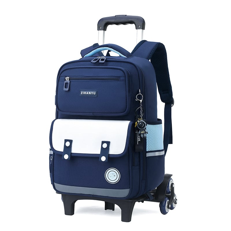 Natural Fish Κυλιόμενη σχολική τσάντα για μαθητές, 20–35L, Oxford ύφασμα, με ράβδο έλξης, τροχοί τύπου αεροπλάνου, εσωτερικός οργανωτής (θήκη με φερμουάρ, θήκη ID, lamin φερμουάρ θήκη)