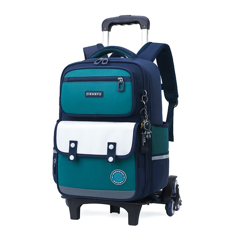 Natural Fish Κυλιόμενη σχολική τσάντα για μαθητές, 20–35L, Oxford ύφασμα, με ράβδο έλξης, τροχοί τύπου αεροπλάνου, εσωτερικός οργανωτής (θήκη με φερμουάρ, θήκη ID, lamin φερμουάρ θήκη)