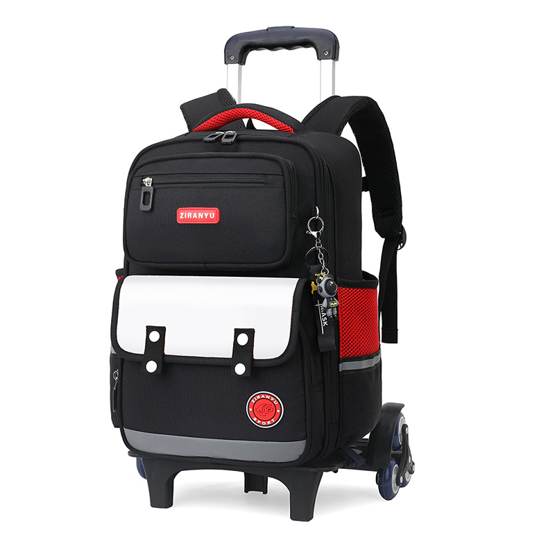 Natural Fish Κυλιόμενη σχολική τσάντα για μαθητές, 20–35L, Oxford ύφασμα, με ράβδο έλξης, τροχοί τύπου αεροπλάνου, εσωτερικός οργανωτής (θήκη με φερμουάρ, θήκη ID, lamin φερμουάρ θήκη)